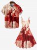 Robe Ligne A Ombrée Teinté Cerf de Noël de Grande Taille - Rouge L