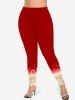 Plus Size Christmas Star Sparkling Sequin Glitter 3D Print Leggings -  