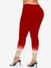Plus Size Christmas Star Sparkling Sequin Glitter 3D Print Leggings -  