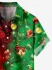 Plus Size Christmas Tree Ball Bell Star Snowflake Print Buttons Pocket Shirt For Men -  