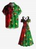 Plus Size Christmas Tree Ball Bell Star Snowflake Print Cold Shoulder Crisscross Maxi Dress -  