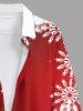Chemise Flocon de Neige et Boule Imprimés Bicolore à Manches Longues Grande Taille pour Homme - Rouge 3XL