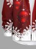 Chemise Flocon de Neige et Boule Imprimés Bicolore à Manches Longues Grande Taille pour Homme - Rouge 3XL