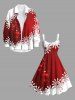 Robe Ligne A Flocon de Neige et Boule Imprimés de Noël de Grande Taille à Paillettes - Rouge 2X