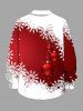 Chemise Flocon de Neige et Boule Imprimés Bicolore à Manches Longues Grande Taille pour Homme - Rouge 4XL