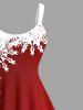 Robe Ligne A Flocon de Neige et Boule Imprimés de Noël de Grande Taille à Paillettes - Rouge 5X