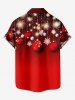 Chemise à Boutons avec Pompons à Imprimé Boules de Noël et Flocons de Neige 3D Grande-Taille pour Hommes - Rouge S