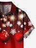 Chemise à Boutons avec Pompons à Imprimé Boules de Noël et Flocons de Neige 3D Grande-Taille pour Hommes - Rouge S