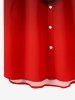 Plus Size Christmas Ball Snowflake Tassel Glitter 3D Print Buttons Pocket Shirt For Men -  