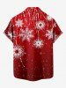 Plus Size Christmas Snowflake Tassels Print Buttons Pocket Shirt For Men -  