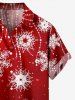 Plus Size Christmas Snowflake Tassels Print Buttons Pocket Shirt For Men -  