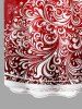 Plus Size Christmas Tree Floral Snowflake Ombre Print Buttons Pocket Shirt For Men -  