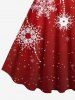 Robe Débardeur de Noël Flocon de Neige Imprimé de Grande Taille à Frange - Rouge 1X