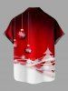 Chemise Imprimé Flocon de Neige et Sapin de Noël Grande Taille avec Poches - Rouge 2XL
