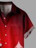 Chemise Imprimé Flocon de Neige et Sapin de Noël Grande Taille avec Poches - Rouge 2XL