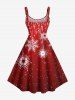 Robe Débardeur de Noël Flocon de Neige Imprimé de Grande Taille à Frange - Rouge 5X