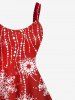 Robe Débardeur de Noël Flocon de Neige Imprimé de Grande Taille à Frange - Rouge 5X