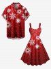 Robe Débardeur de Noël Flocon de Neige Imprimé de Grande Taille à Frange - Rouge 5X