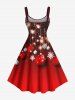 Robe Boule de Noël 3D Flocon de Neige Imprimé de Grande Taille à Frange - Rouge 6X