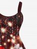 Robe Boule de Noël 3D Flocon de Neige Imprimé de Grande Taille à Frange - Rouge 6X