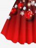 Robe Boule de Noël 3D Flocon de Neige Imprimé de Grande Taille à Frange - Rouge 6X