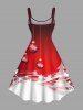 Plus Size Christmas Tree Ball Snowflake Light Beam Colorblock Print Tank Dress -  
