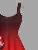 Plus Size Christmas Tree Ball Snowflake Light Beam Colorblock Print Tank Dress -  