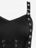 Plus Size Butterfly Embroidery Lace Trim Lace-up Grommets Buckle Asymmetrical Tank Dress -  