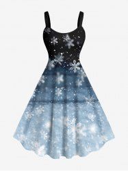 Robe Débardeur de Noël Ombré Flocon de Neige Imprimé de Grande Taille - Bleu 3X