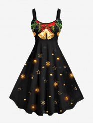 Plus Size Christmas Ball Star Snowflake Bell Print A Line Tank Dress -  