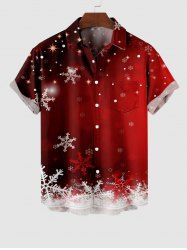 Plus Size Christmas Snowflake Ombre Galaxy Print Button Pocket Shirt For Men -  