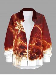 Chemise à manches longues boutonnée pour homme, motif flocon de neige, feux d'artifice, paillettes, grande taille - Multi-A L