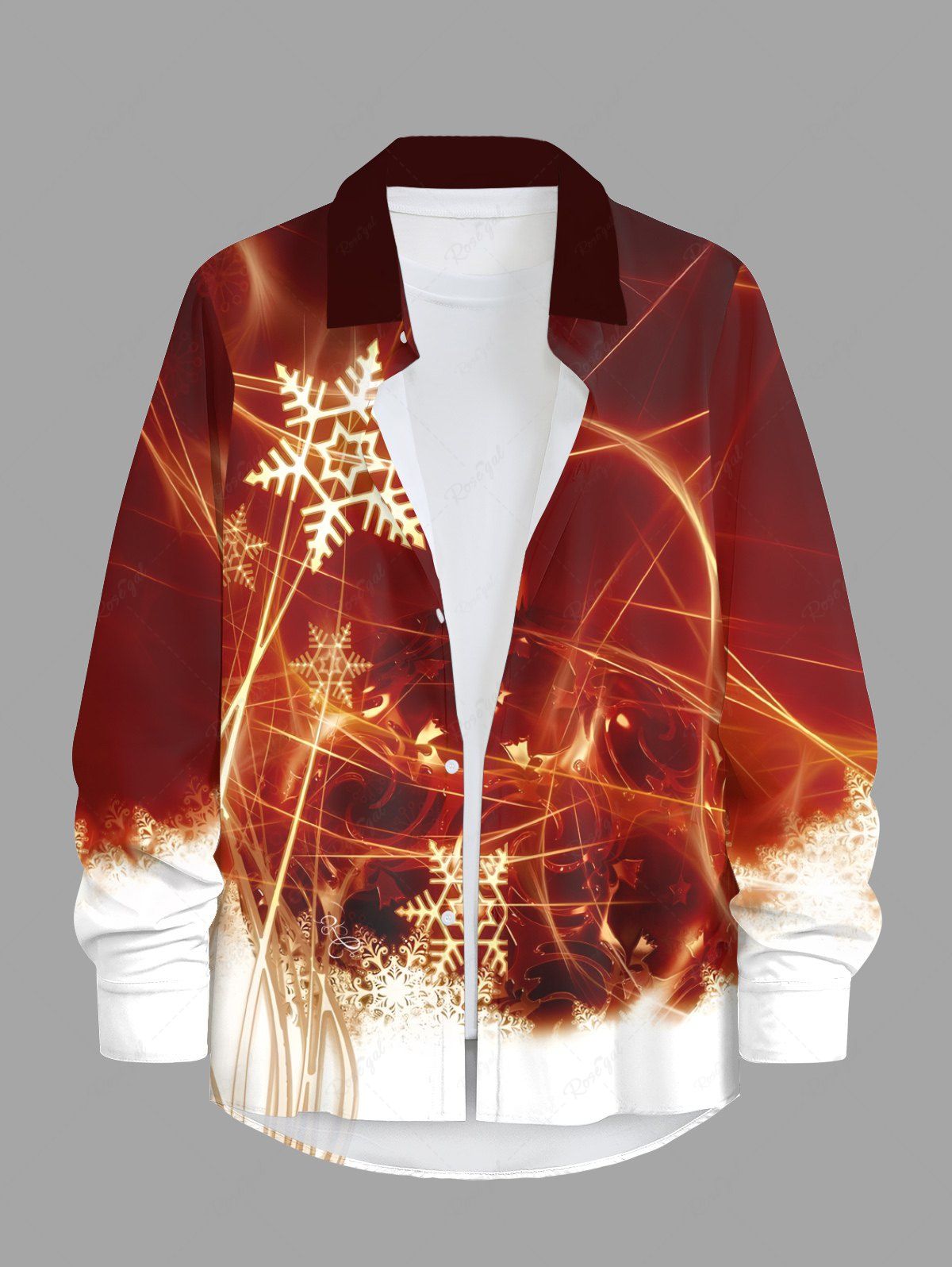 Chemise à manches longues boutonnée pour homme, motif flocon de neige, feux d'artifice, paillettes, grande taille Multi-A M