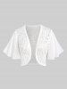 Veste en Dentelle Floral Texturée et Haut en Jacquard de Grande Taille - Blanc 