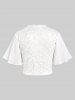Veste en Dentelle Floral Texturée et Haut en Jacquard de Grande Taille - Blanc 