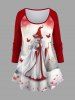 Christmas Tree Floral Butterfly Elf Print Long Sleeves T-shirt and Leggings Plus Size Matching Set -  