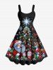 Ensemble Sapin de Noël Assortie Motif Flocons de Neige et Père Noël Grande-Taille pour Couples - Noir 