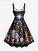 Ensemble Sapin de Noël Assortie Motif Flocons de Neige et Père Noël Grande-Taille pour Couples - Noir 