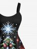 Ensemble Sapin de Noël Assortie Motif Flocons de Neige et Père Noël Grande-Taille pour Couples - Noir 