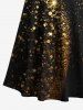 Plus Size Christmas Star Sparkling Sequin Glitter 3D Print Cold Shoulder Crisscross Maxi Dress -  