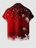Plus Size Christmas Snowflake Ombre Galaxy Print Button Pocket Shirt For Men -  