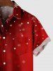 Plus Size Christmas Snowflake Ombre Galaxy Print Button Pocket Shirt For Men -  
