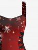Christmas Snowflake Ombre Galaxy Print Lace Up A LIne Tank Dress -  