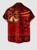 Chemise Boutonnée Boule de Noël Cloche et Paillettes Imprimés de Grande Taille avec Poche - Rouge S