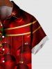 Chemise Boutonnée Boule de Noël Cloche et Paillettes Imprimés de Grande Taille avec Poche - Rouge S