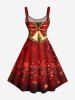 Plus Size Christmas Ball Bell Bowknot Glitter Ombre Print A Line Tank Dress -  