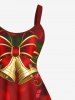 Plus Size Christmas Ball Bell Bowknot Glitter Ombre Print A Line Tank Dress -  