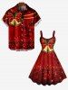 Plus Size Christmas Ball Bell Bowknot Glitter Ombre Print A Line Tank Dress -  