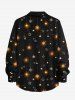 Plus Size Christmas Ball Star Snowflake Bell Print Button Long Sleeves Shirt For Men -  