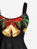 Plus Size Christmas Ball Star Snowflake Bell Print A Line Tank Dress -  